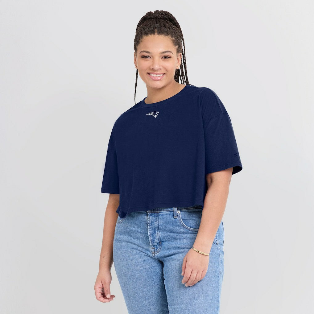 Fanatics New England Patriots Women's Elements Super Soft Boxy Cropped T-Shirt Navy