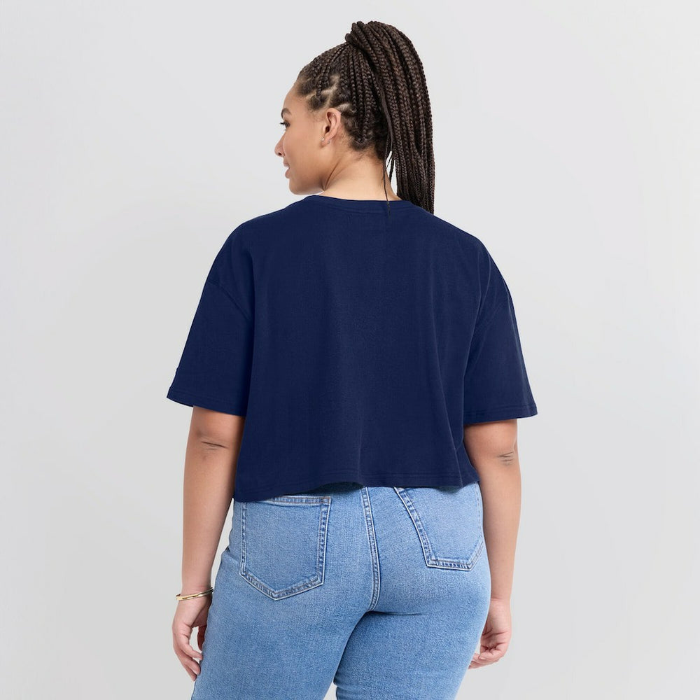 Fanatics New England Patriots Women's Elements Super Soft Boxy Cropped T-Shirt Navy