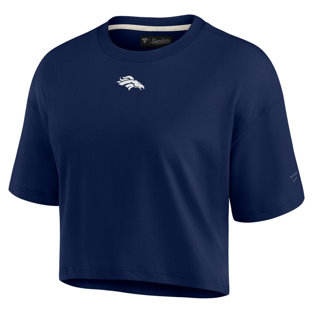 Fanatics Denver Broncos Women's Elements Super Soft Boxy Cropped T-Shirt Navy