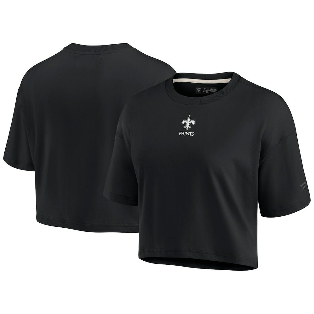 Fanatics New Orleans Saints Women's Elements Super Soft Boxy Cropped T-Shirt Black