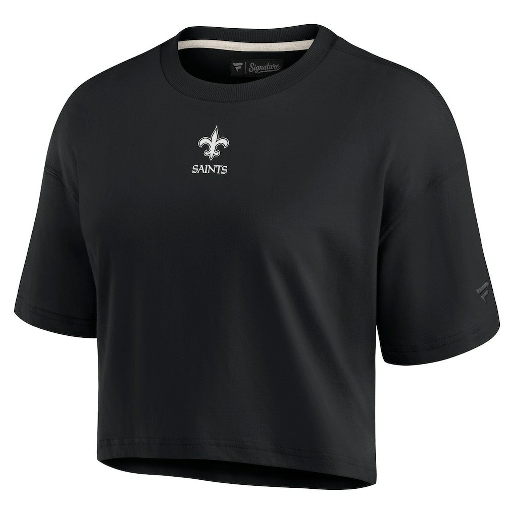 Fanatics New Orleans Saints Women's Elements Super Soft Boxy Cropped T-Shirt Black