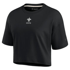 Fanatics New Orleans Saints Women's Elements Super Soft Boxy Cropped T-Shirt Black