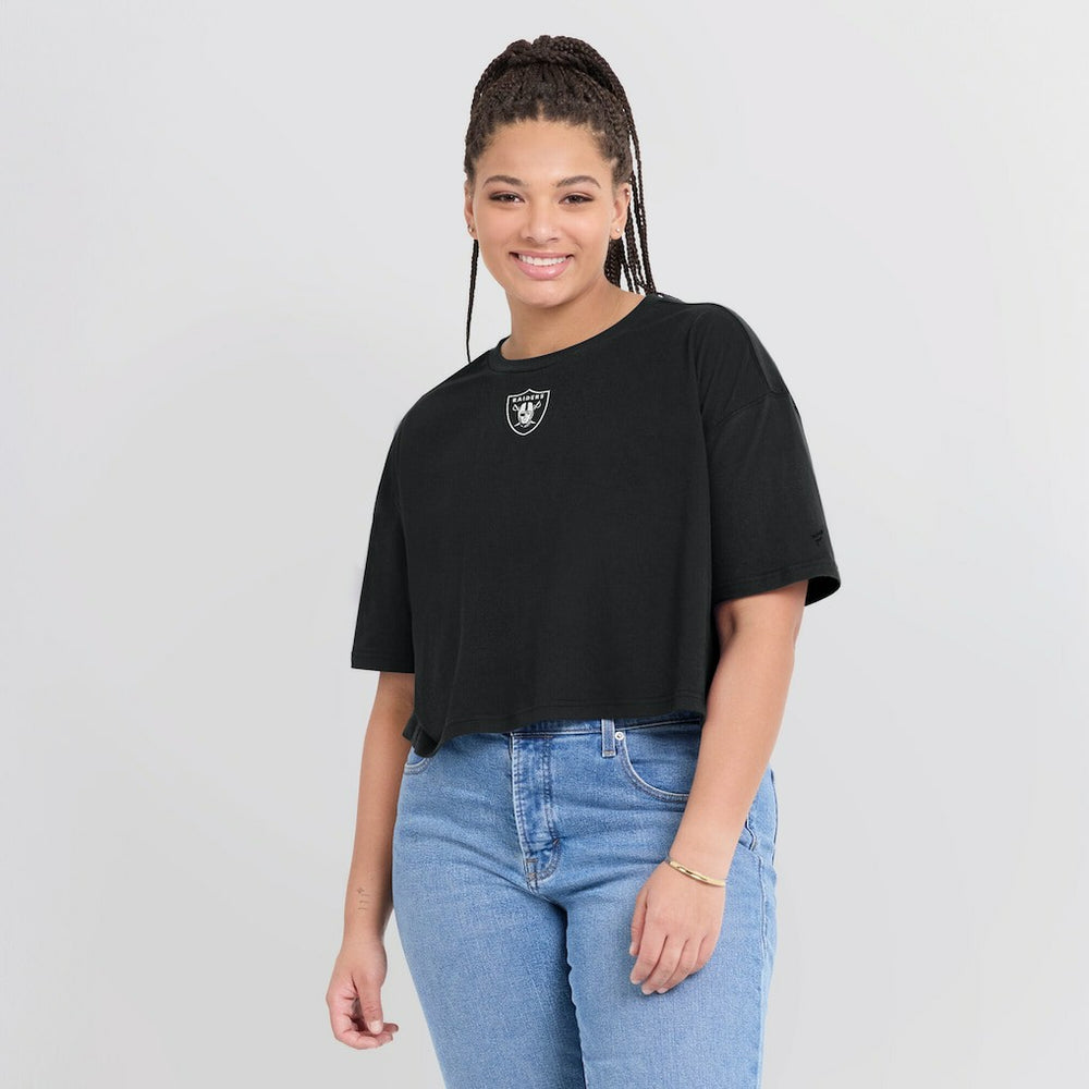 Fanatics Las Vegas Raiders Women's Elements Super Soft Boxy Cropped T-Shirt Black