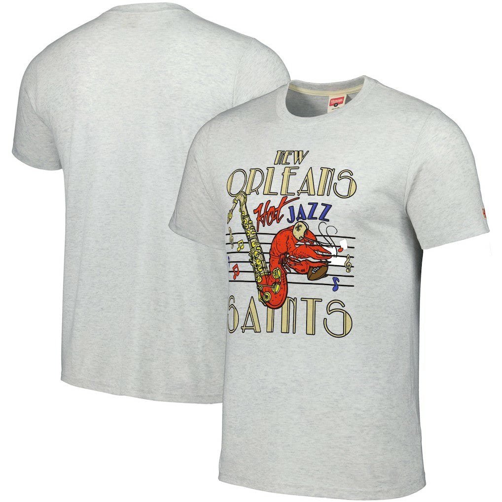New Orleans Saints Homage Jazz Hyper Local Tri-Blend T-Shirt Ash