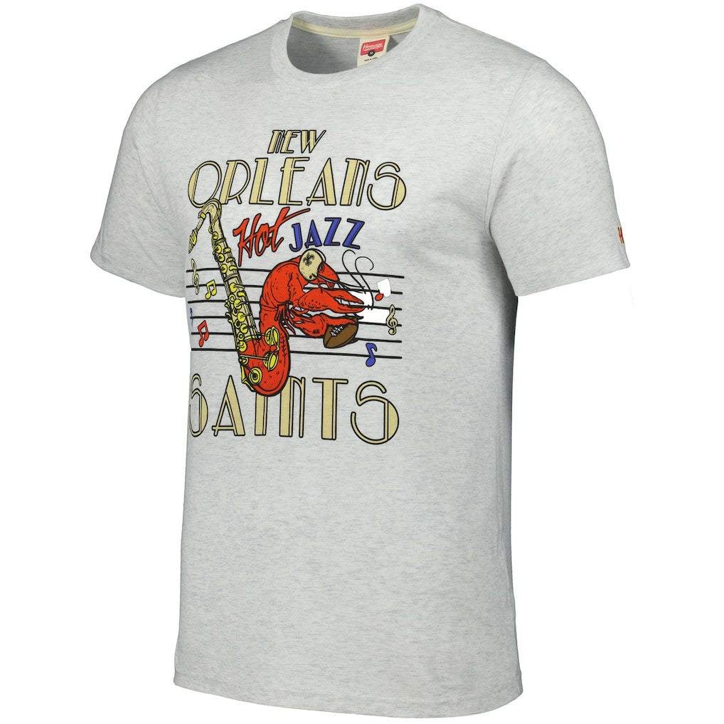 New Orleans Saints Homage Jazz Hyper Local Tri-Blend T-Shirt Ash