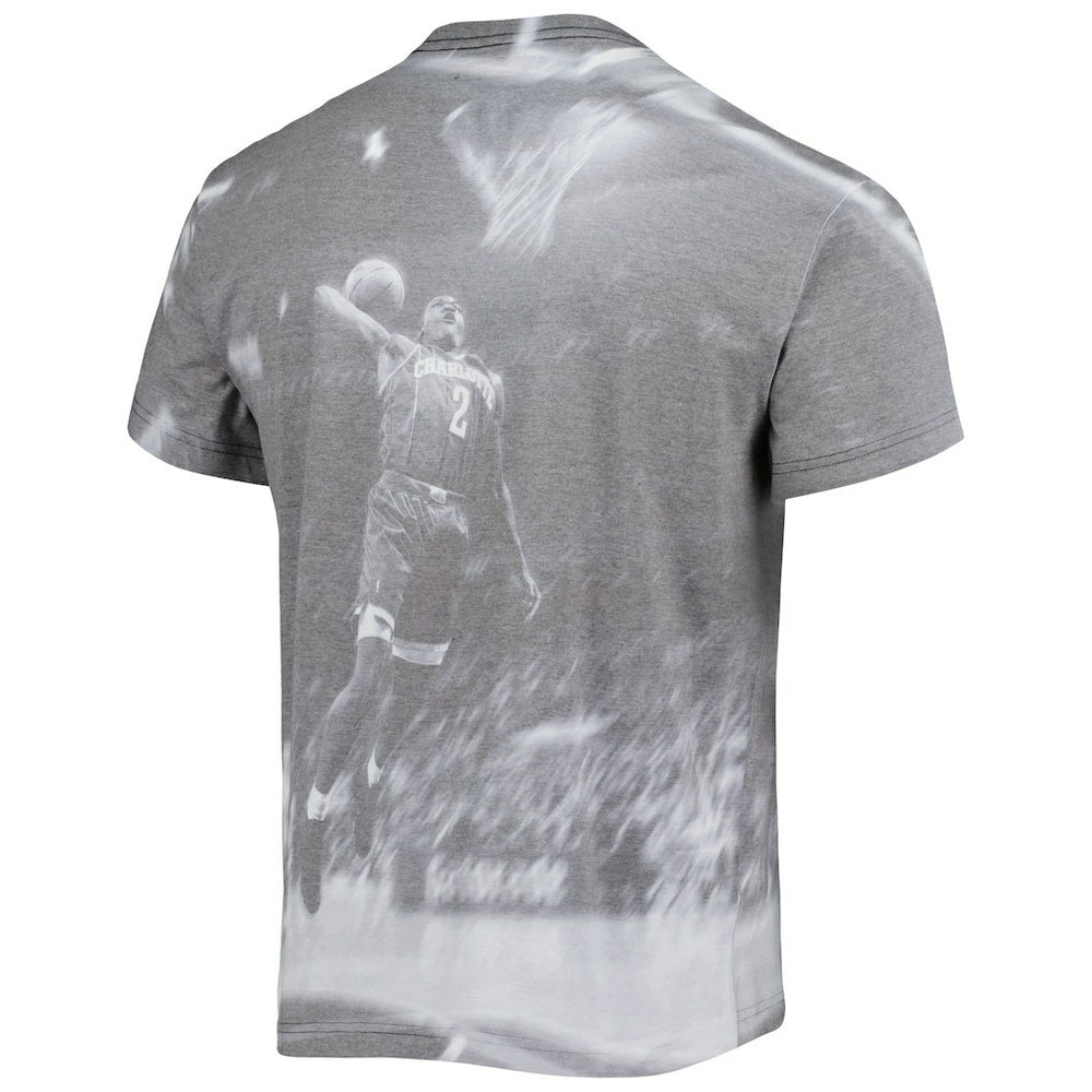 Larry Johnson Charlotte Hornets Above The Rim T-Shirt Heather Gray | Mitchell & Ness US