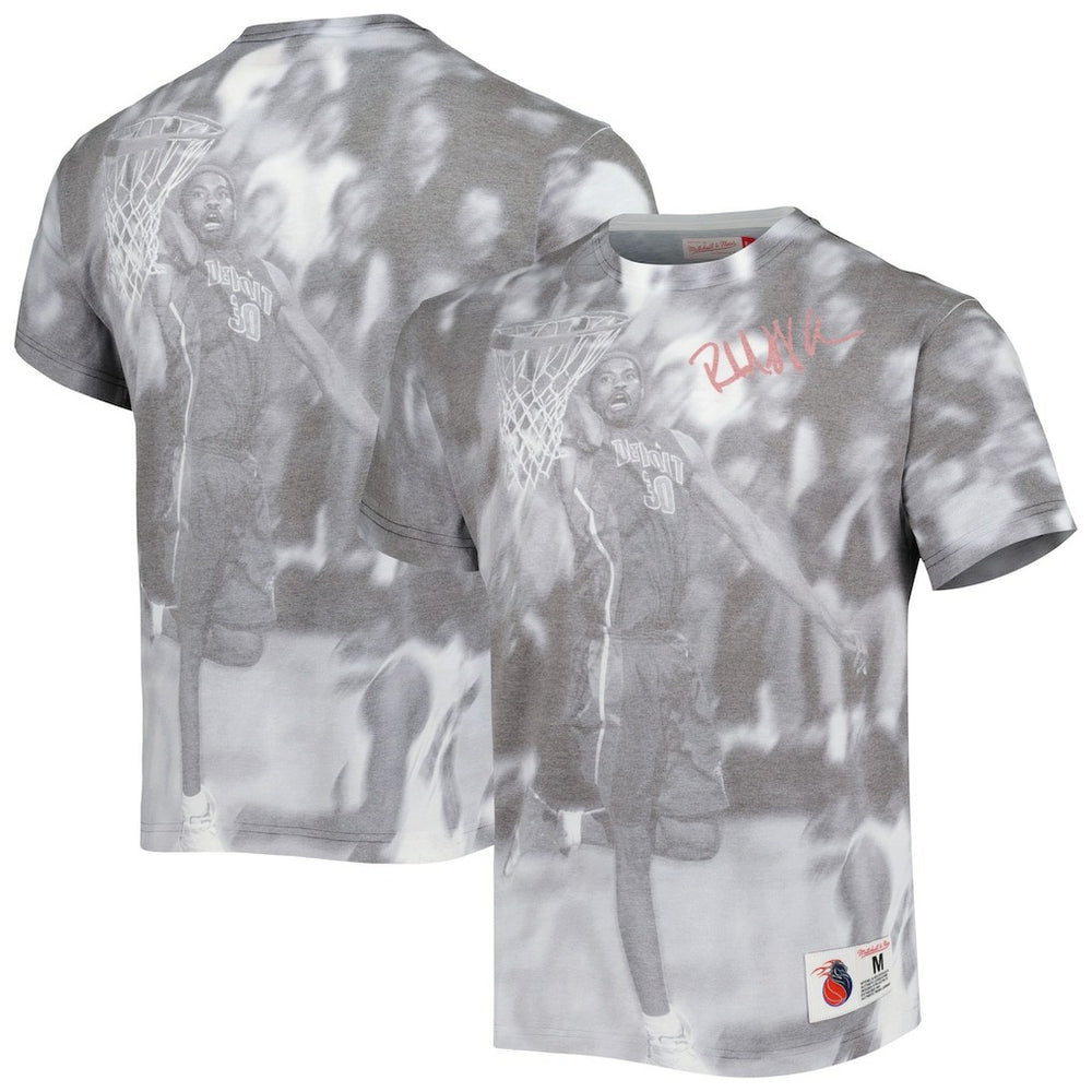 Rasheed Wallace Detroit Pistons Above The Rim T-Shirt for sale Heather Gray | Mitchell & Ness outlet
