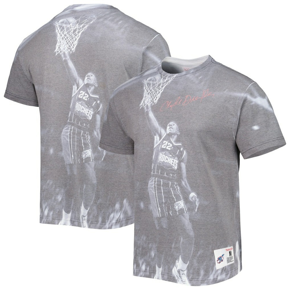 Clyde Drexler Houston Rockets Above The Rim T-Shirt Heather Gray | Mitchell & Ness Lifestyle
