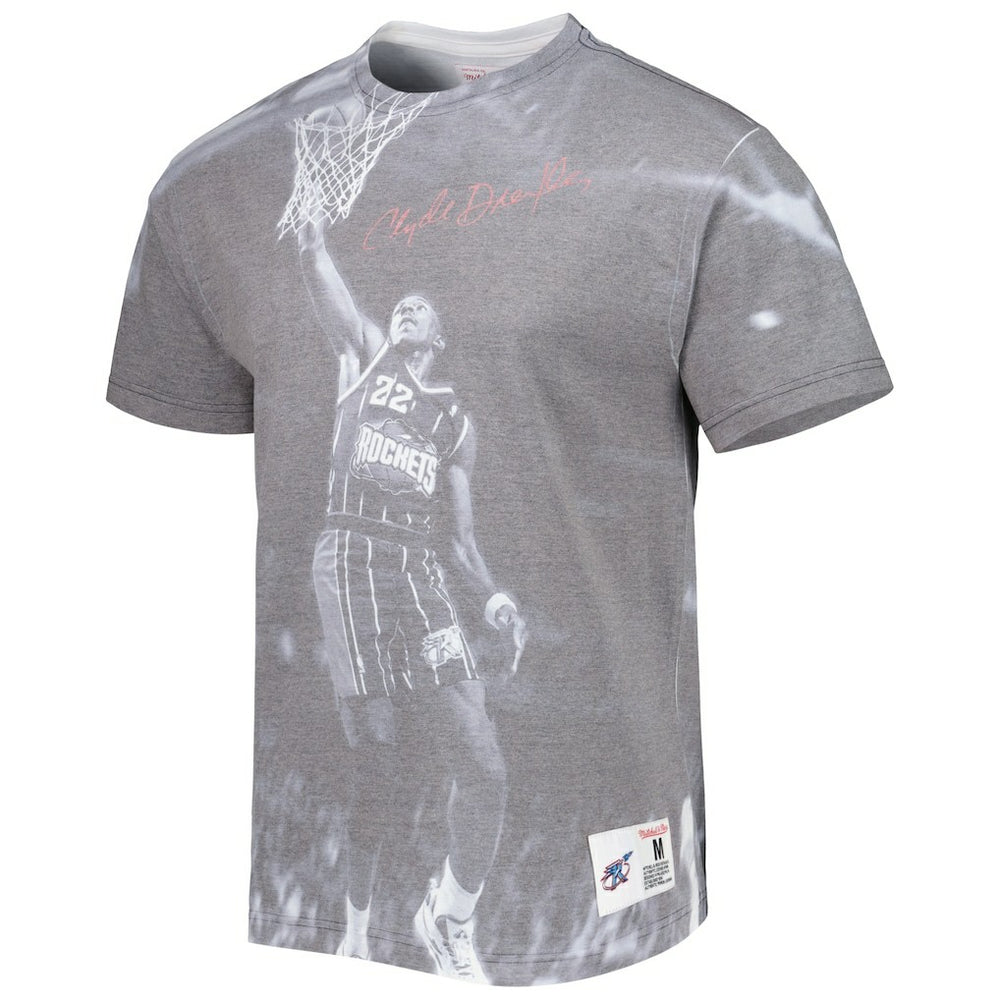 Clyde Drexler Houston Rockets Above The Rim T-Shirt Heather Gray | Mitchell & Ness Lifestyle