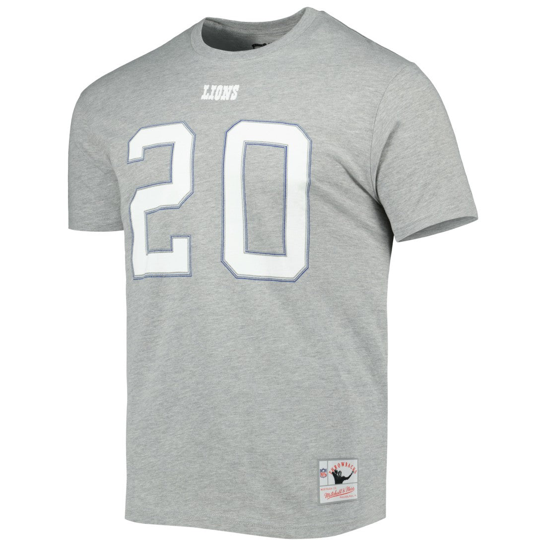 Mitchell & Ness Barry Sanders Detroit Lions Retired Player Logo Name & Number T-Shirt Gray