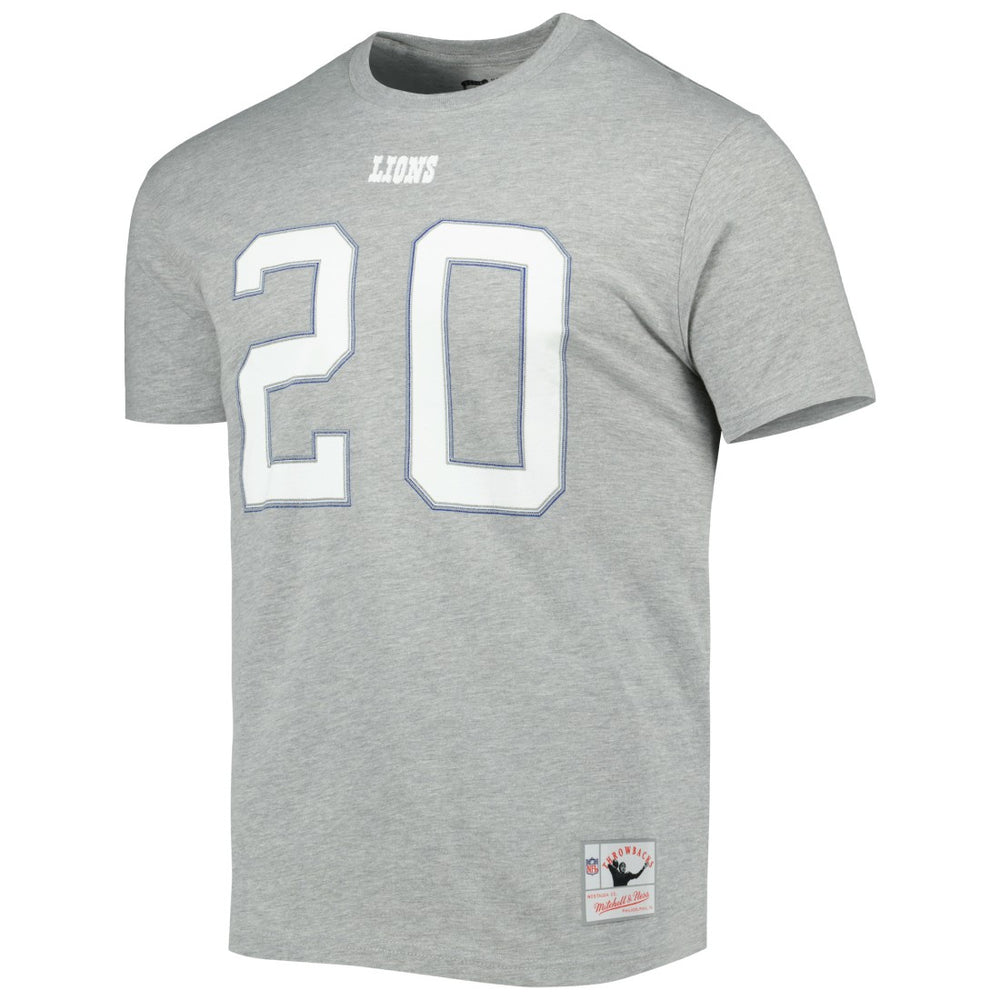 Mitchell & Ness Barry Sanders Detroit Lions Retired Player Logo Name & Number T-Shirt Gray