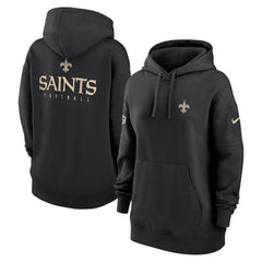 Nike New Orleans Saints Women's 2023 Sideline Club Fleece Pullover Hoodie Black