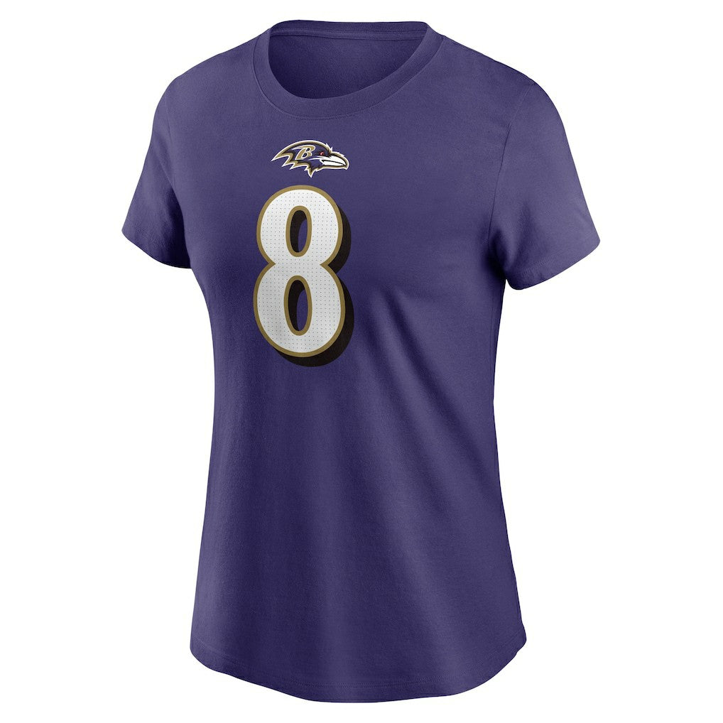 Nike Lamar Jackson Baltimore Ravens Women's Player Name & Number T-Shirt Purple