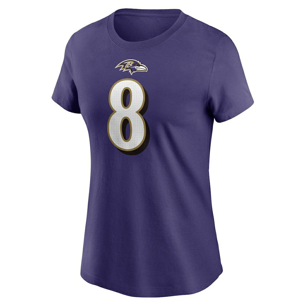 Nike Lamar Jackson Baltimore Ravens Women's Player Name & Number T-Shirt Purple