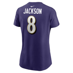 Nike Lamar Jackson Baltimore Ravens Women's Player Name & Number T-Shirt Purple