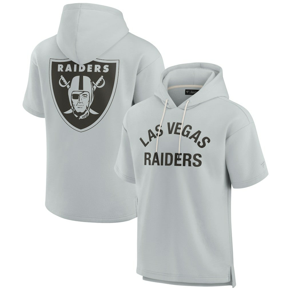 Fanatics Las Vegas Raiders Unisex Elements Super Soft Fleece Short Sleeve Pullover Hoodie Gray