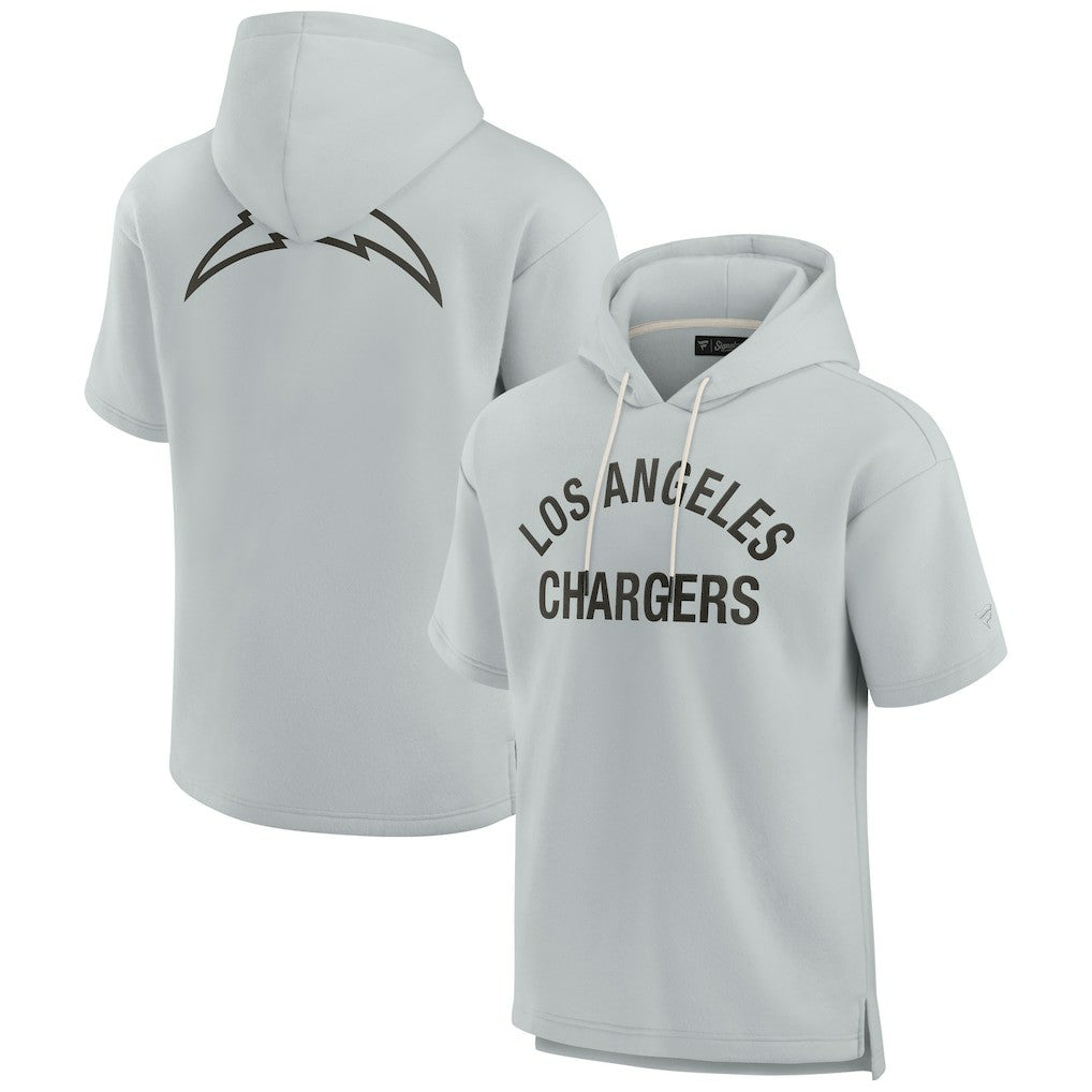 Fanatics Los Angeles Chargers Unisex Elements Super Soft Fleece Short Sleeve Pullover Hoodie Gray