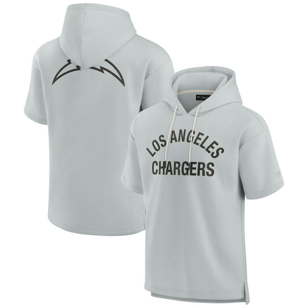 Fanatics Los Angeles Chargers Unisex Elements Super Soft Fleece Short Sleeve Pullover Hoodie Gray