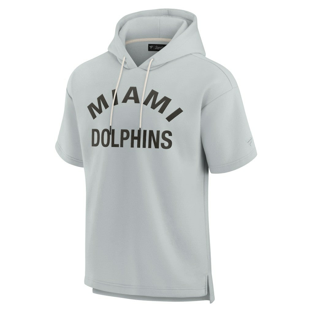 Fanatics Miami Dolphins Unisex Elements Super Soft Fleece Short Sleeve Pullover Hoodie Gray