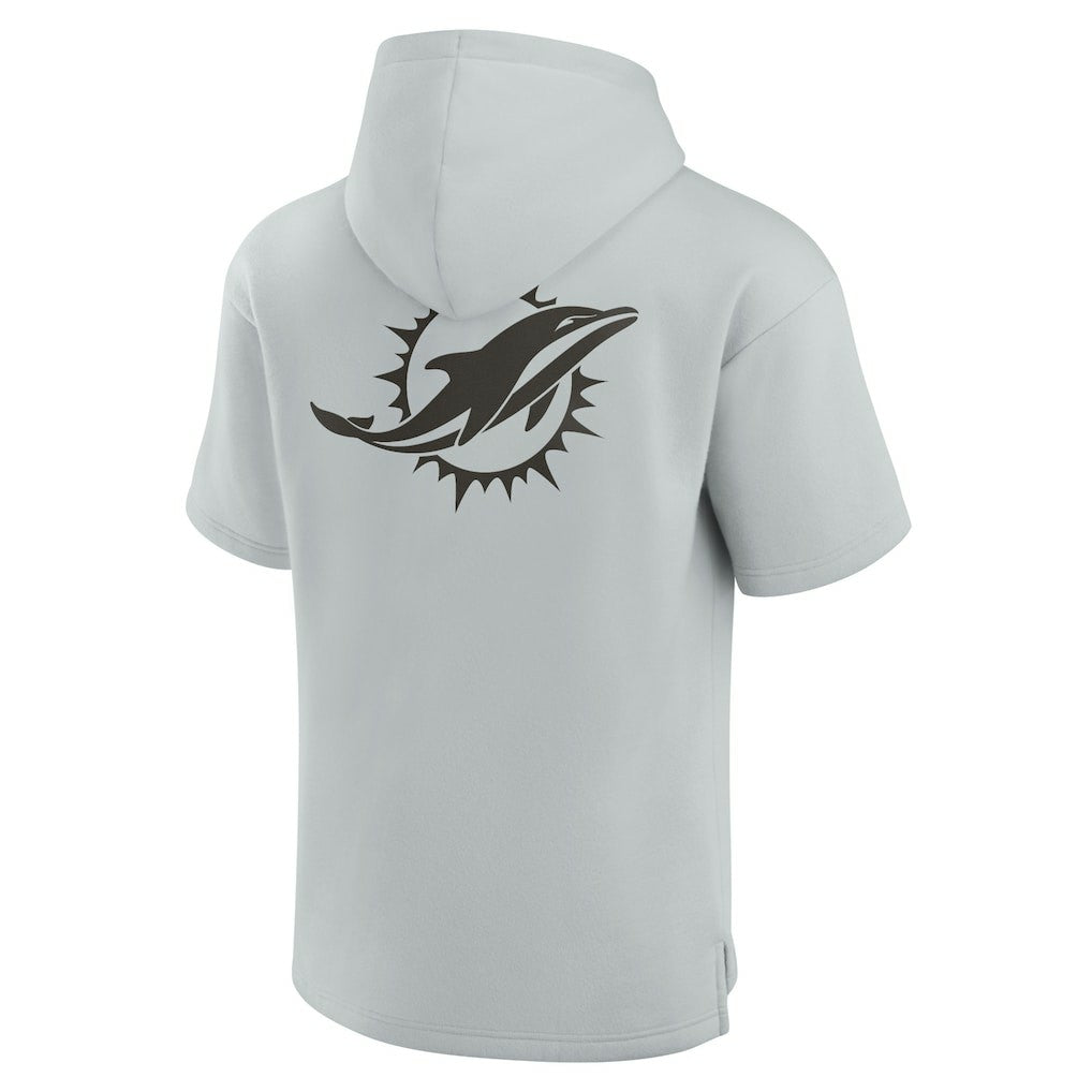 Fanatics Miami Dolphins Unisex Elements Super Soft Fleece Short Sleeve Pullover Hoodie Gray