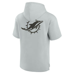 Fanatics Miami Dolphins Unisex Elements Super Soft Fleece Short Sleeve Pullover Hoodie Gray