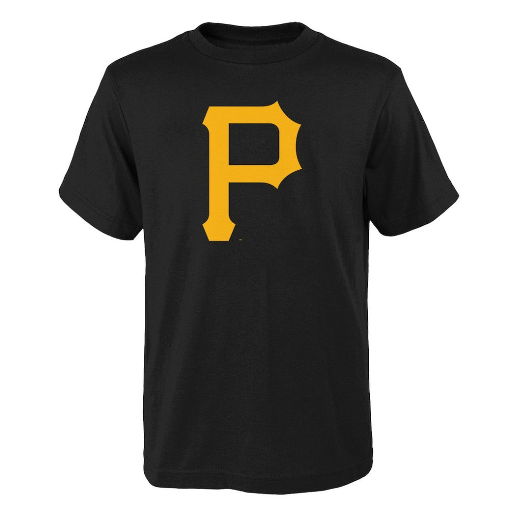 Pittsburgh Pirates Youth Logo Primary Team T-Shirt - Black - MLB Discount