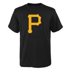 Pittsburgh Pirates Youth Logo Primary Team T-Shirt - Black - MLB Discount