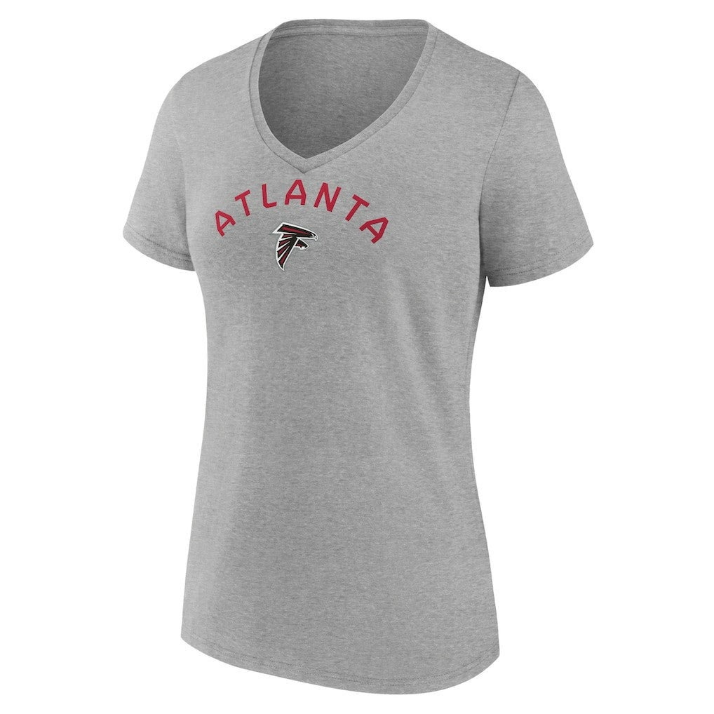 Atlanta Falcons Women's Team Arc V-Neck T-Shirt Heather Gray