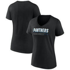 Carolina Panthers Women's Primary Play V-Neck T-Shirt Black