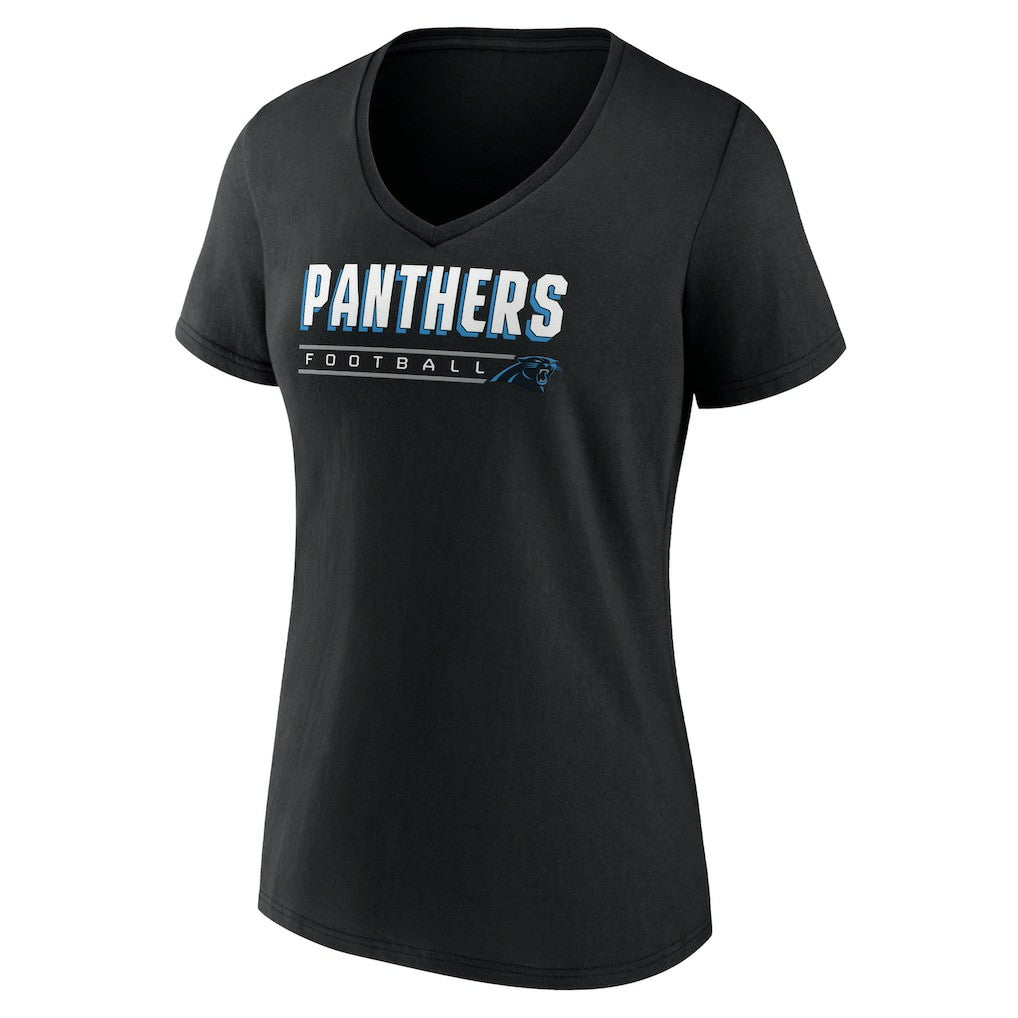 Carolina Panthers Women's Primary Play V-Neck T-Shirt Black