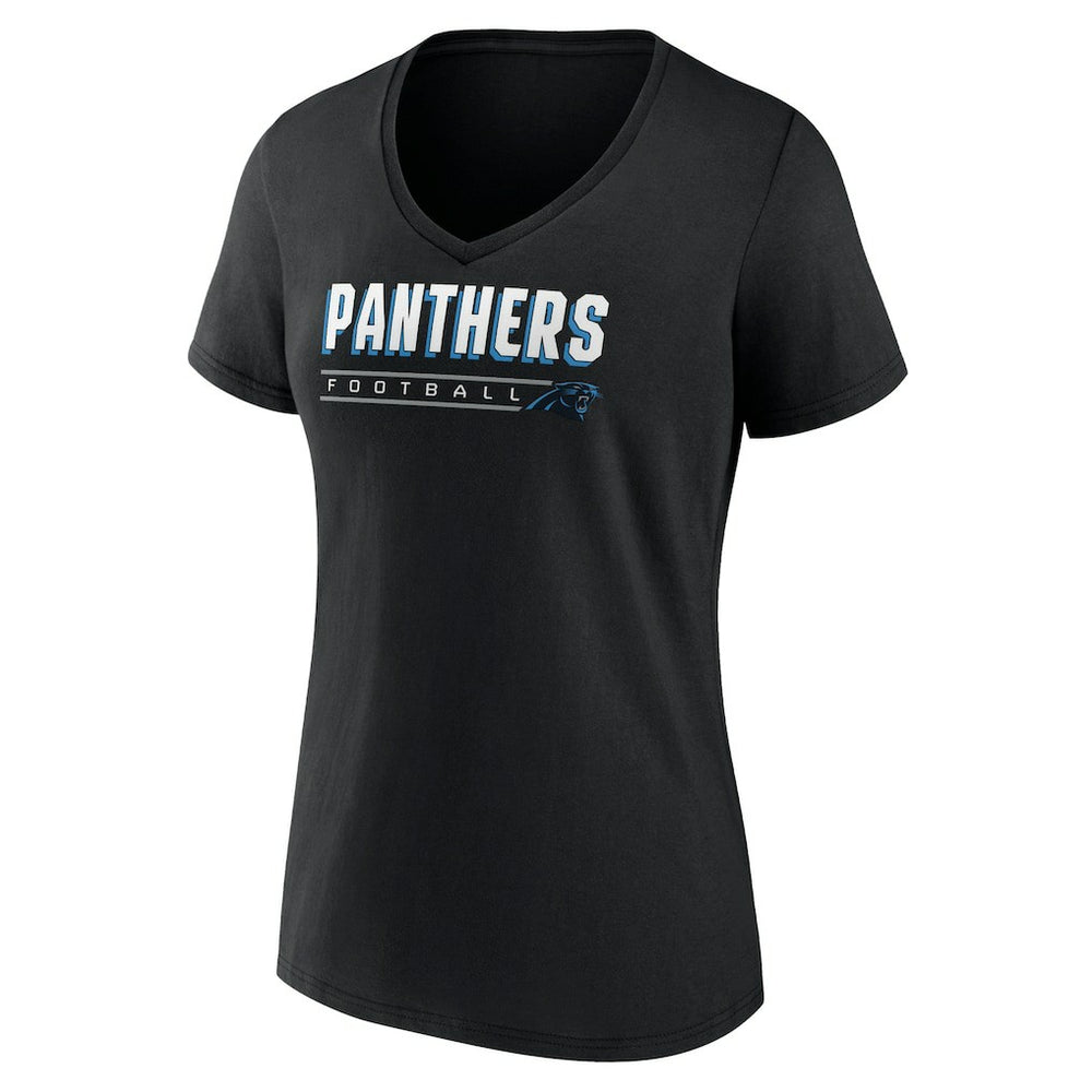 Carolina Panthers Women's Primary Play V-Neck T-Shirt Black