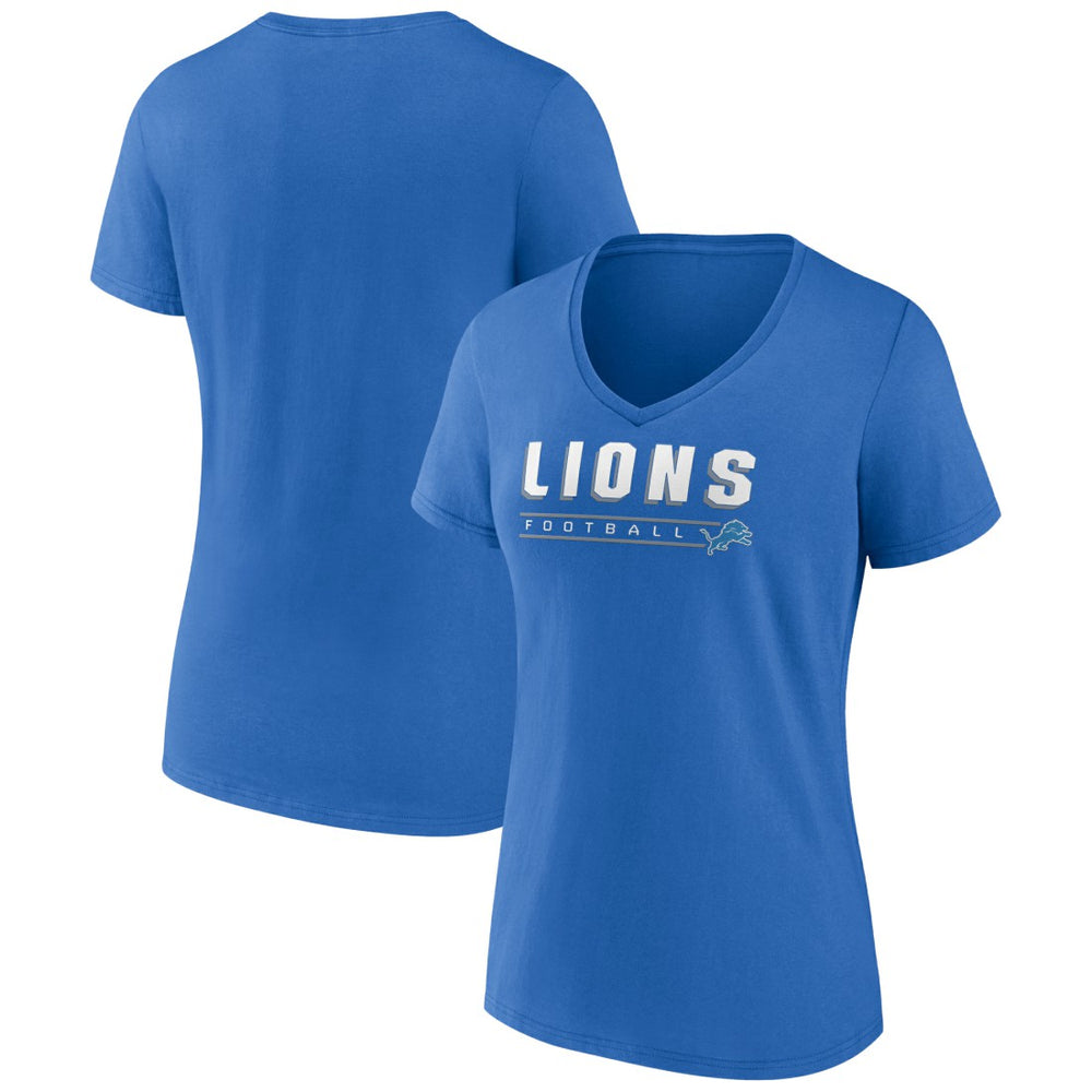 Detroit Lions Women's Primary Play V-Neck T-Shirt Blue