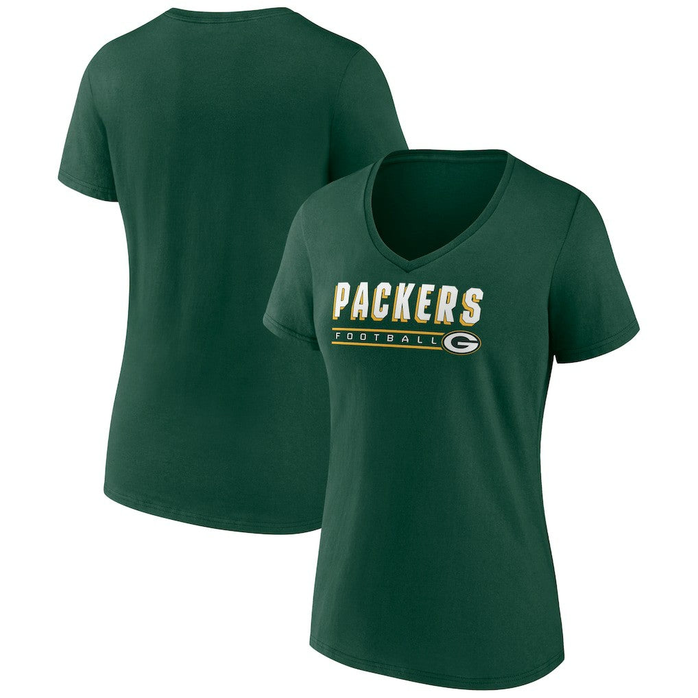 Green Bay Packers Women's Primary Play V-Neck T-Shirt Green