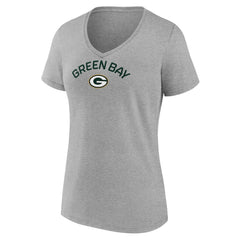 Green Bay Packers Women's Team Arc V-Neck T-Shirt Heather Gray