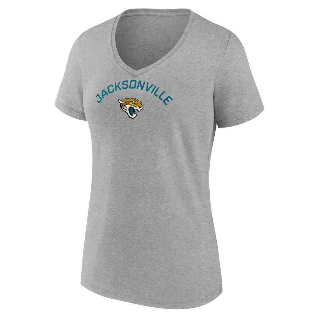 Jacksonville Jaguars Women's Team Arc V-Neck T-Shirt Heather Gray