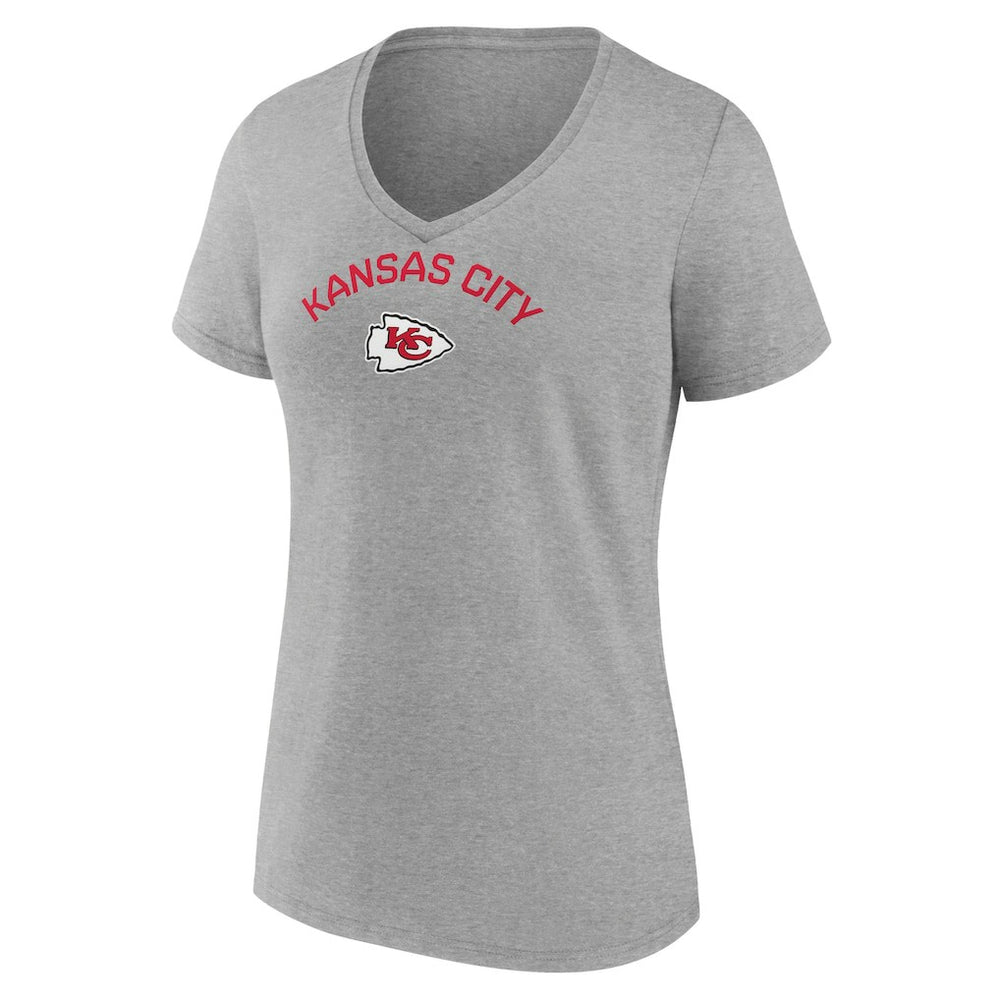 Kansas City Chiefs Women's Team Arc V-Neck T-Shirt Heather Gray