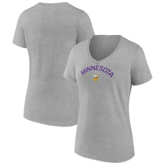 Minnesota Vikings Women's Team Arc V-Neck T-Shirt Heather Gray
