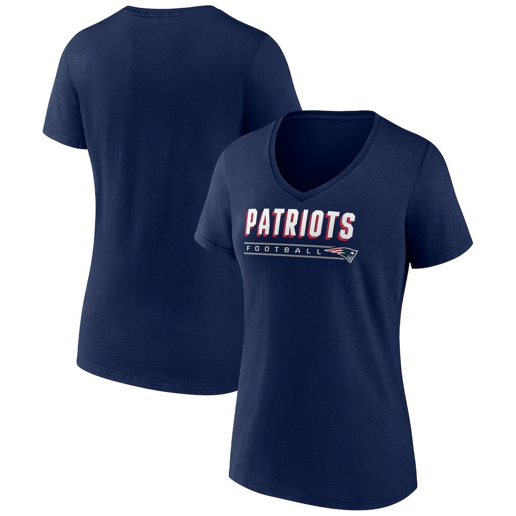 New England Patriots Women's Primary Play V-Neck T-Shirt Navy