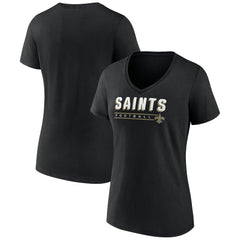 New Orleans Saints Women's Primary Play V-Neck T-Shirt Black