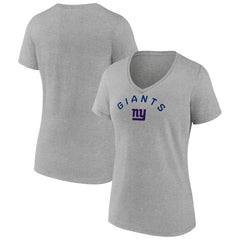 New York Giants Women's Team Arc V-Neck T-Shirt Heather Gray