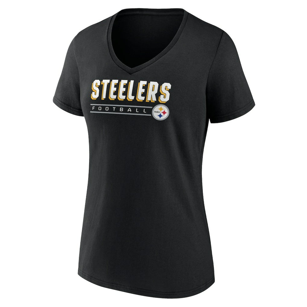 Pittsburgh Steelers Women's Primary Play V-Neck T-Shirt Black