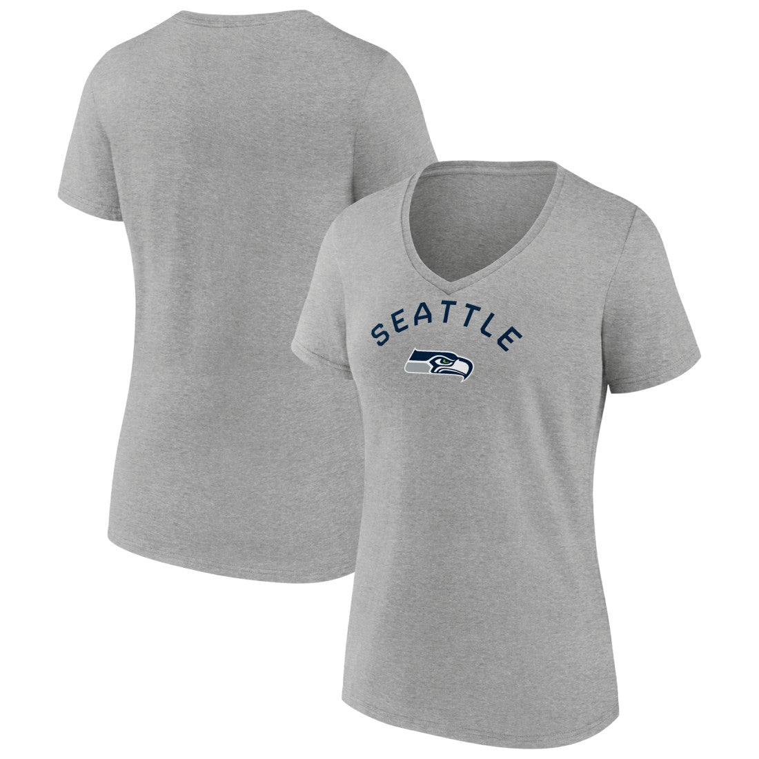 Seattle Seahawks Women's Team Arc V-Neck T-Shirt Heather Gray