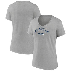 Seattle Seahawks Women's Team Arc V-Neck T-Shirt Heather Gray