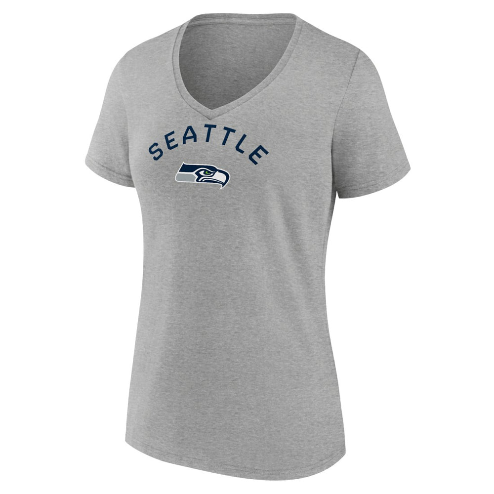 Seattle Seahawks Women's Team Arc V-Neck T-Shirt Heather Gray