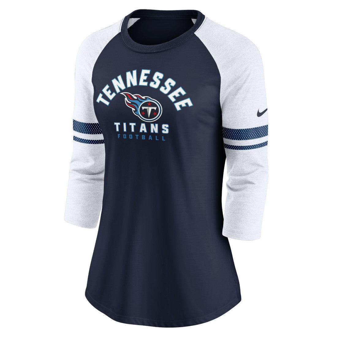 Nike Tennessee Titans Women's Fashion 3/4-Sleeve Lightweight Raglan Fashion T-Shirt Navy