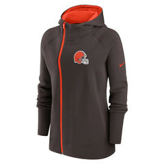 Nike Cleveland Browns Women's Asymmetrical Raglan Full-Zip Hoodie Brown