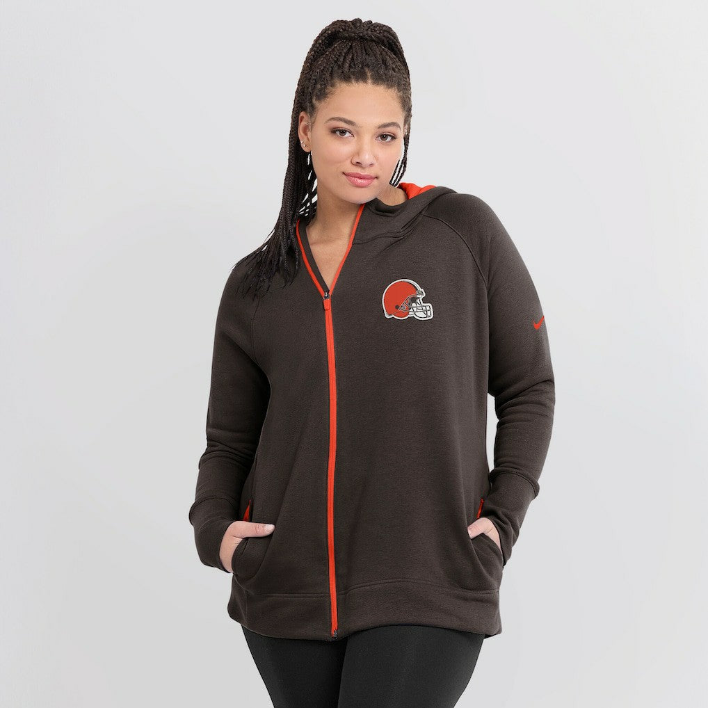 Nike Cleveland Browns Women's Asymmetrical Raglan Full-Zip Hoodie Brown