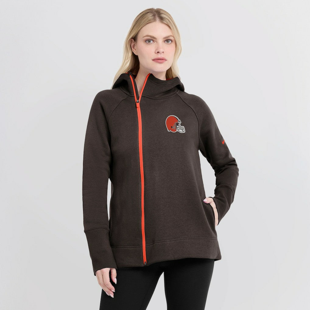 Nike Cleveland Browns Women's Asymmetrical Raglan Full-Zip Hoodie Brown