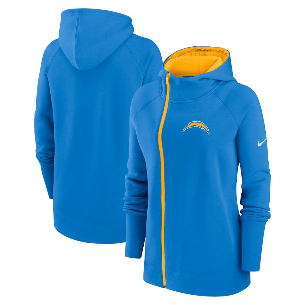 Nike Los Angeles Chargers Women's Asymmetrical Raglan Full-Zip Hoodie Powder Blue