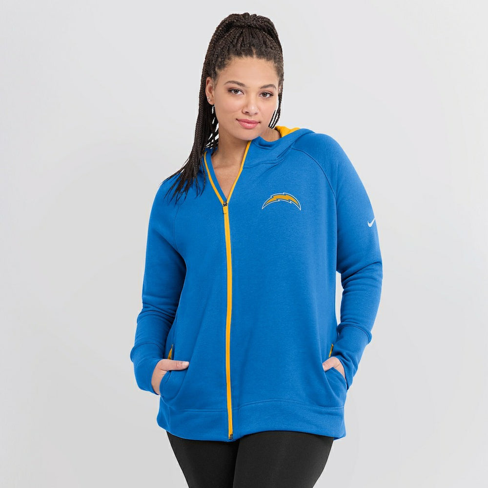 Nike Los Angeles Chargers Women's Asymmetrical Raglan Full-Zip Hoodie Powder Blue